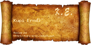 Kupi Ernő névjegykártya